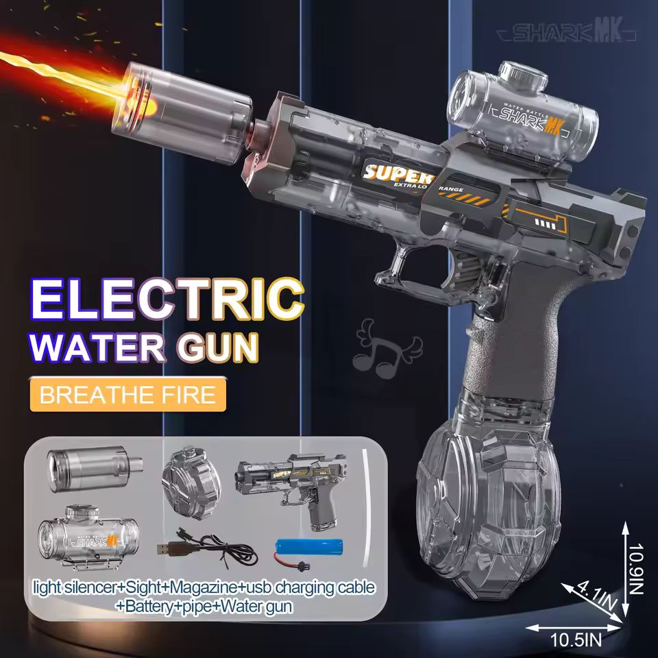Electric High Pressure Water Gun With Flame Effect LED 19