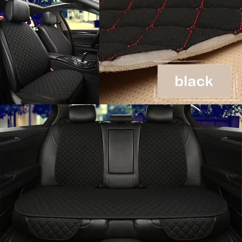 Breathable Linen Car Seat Cover Set – Summer Cushion for Front & Rear Seats (Sedan, SUV, Pickup)