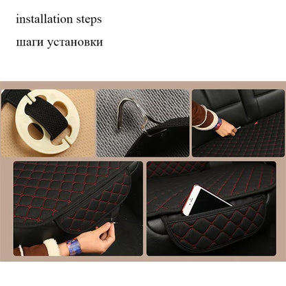 Breathable Linen Car Seat Cover Set  Summer Cushion For Front  Rear Seats Sedan SUV Pickup 1