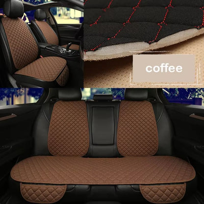 Breathable Linen Car Seat Cover Set  Summer Cushion For Front  Rear Seats Sedan SUV Pickup 12
