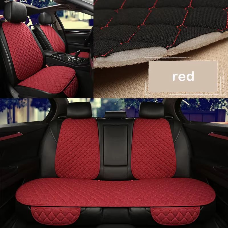 Breathable Linen Car Seat Cover Set  Summer Cushion For Front  Rear Seats Sedan SUV Pickup 3