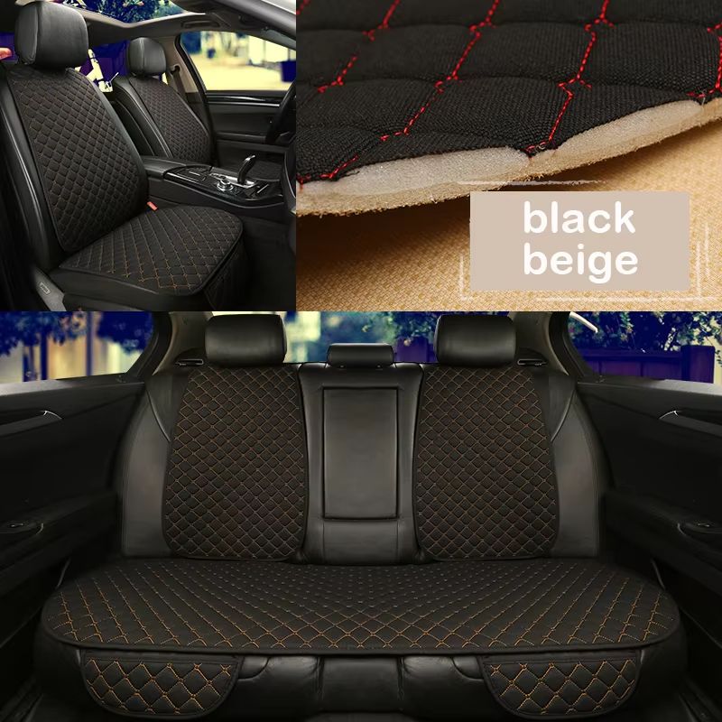 Breathable Linen Car Seat Cover Set – Summer Cushion for Front & Rear Seats (Sedan, SUV, Pickup)