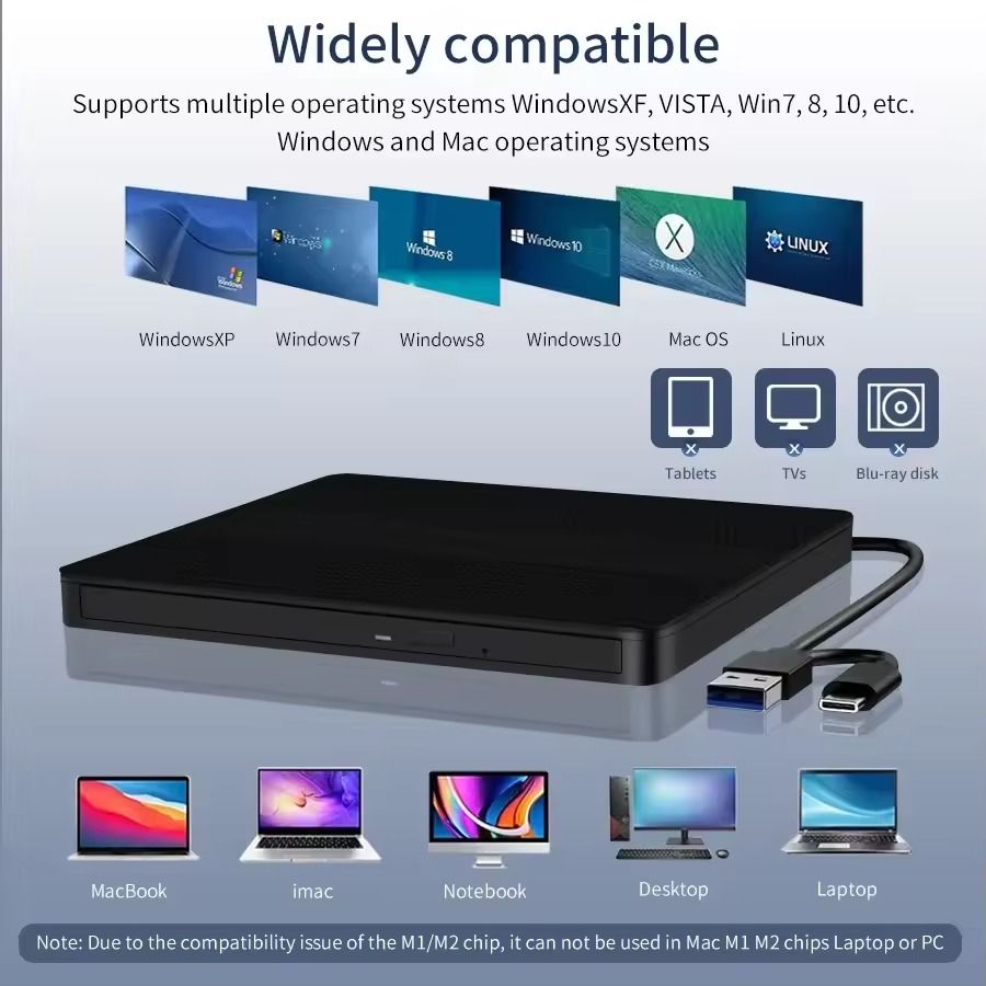 Portable USB 30 Type C External DVD RW Drive Burner 1