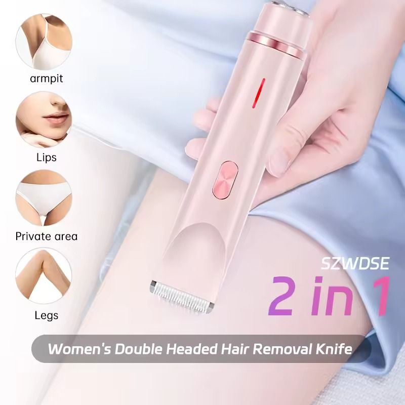 Women 2 in 1 Dual Head Electric Shaver and Bikini Trimmer