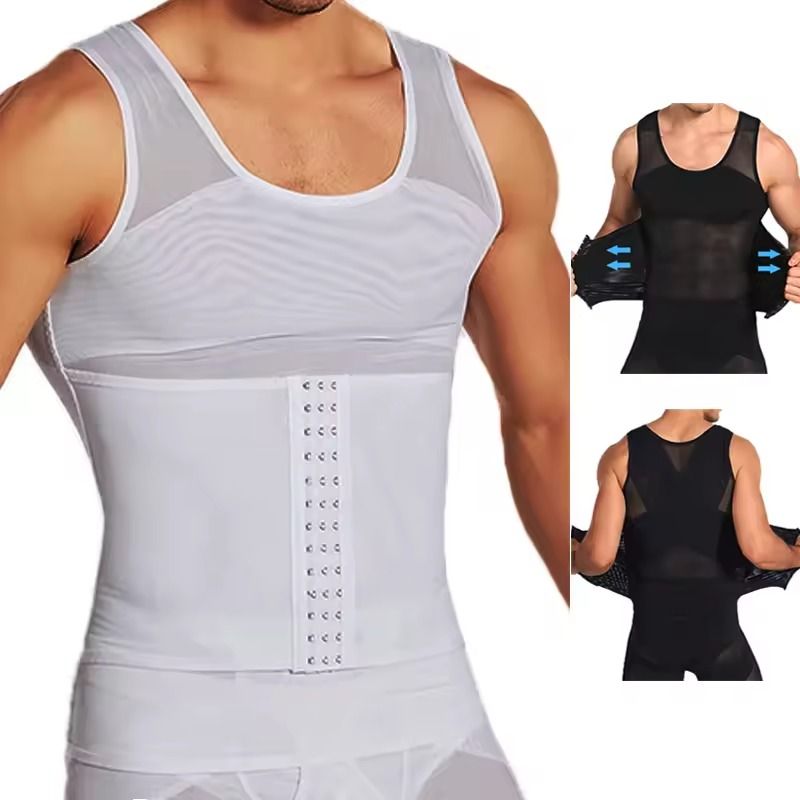 Mens Compression Shaper Vest for Chest and Tummy Slimming Support