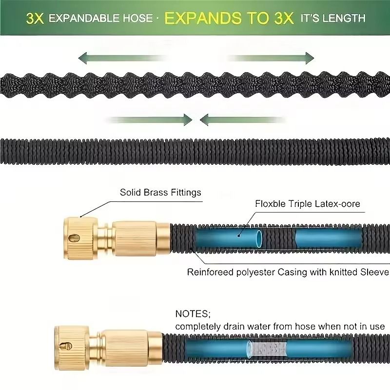 Expandable High Pressure Garden Hose With Spray Nozzle 4