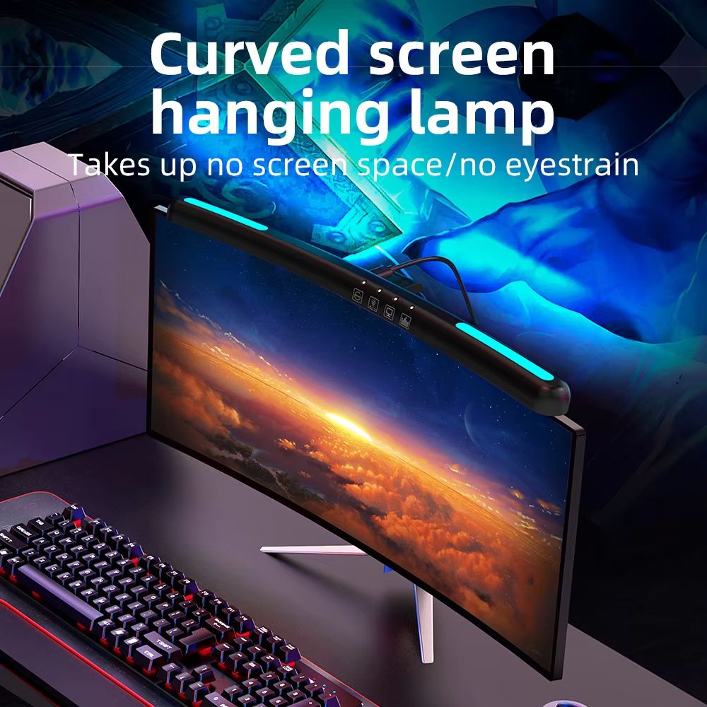 USB Monitor Light Bar With Stepless Dimming  Curved Screen Desk Lamp With RGB Backlight For Eye Com