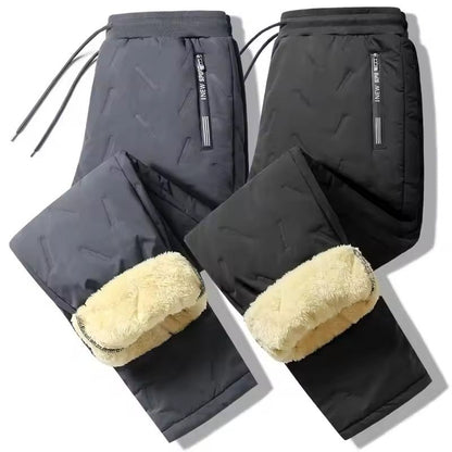 Mens Winter Fleece Sweatpants with Lambswool Lining and Windproof Thermal Design