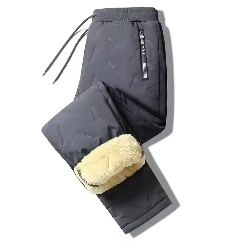 Mens Winter Fleece Sweatpants With Lambswool Lining And Windproof Thermal Design 1