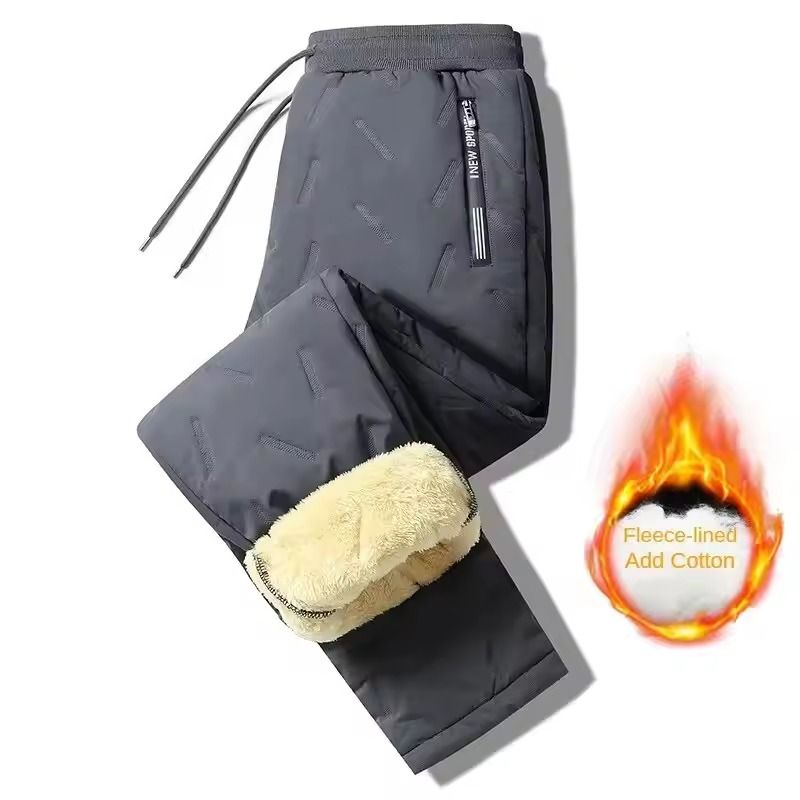 Mens Winter Fleece Sweatpants With Lambswool Lining And Windproof Thermal Design 4
