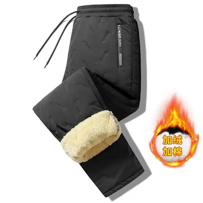 Mens Winter Fleece Sweatpants With Lambswool Lining And Windproof Thermal Design 5
