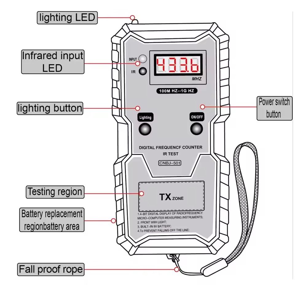 Digital Infrared Frequency Counter 100M1GHz With Illumination For Car Key And Remote Testing 3