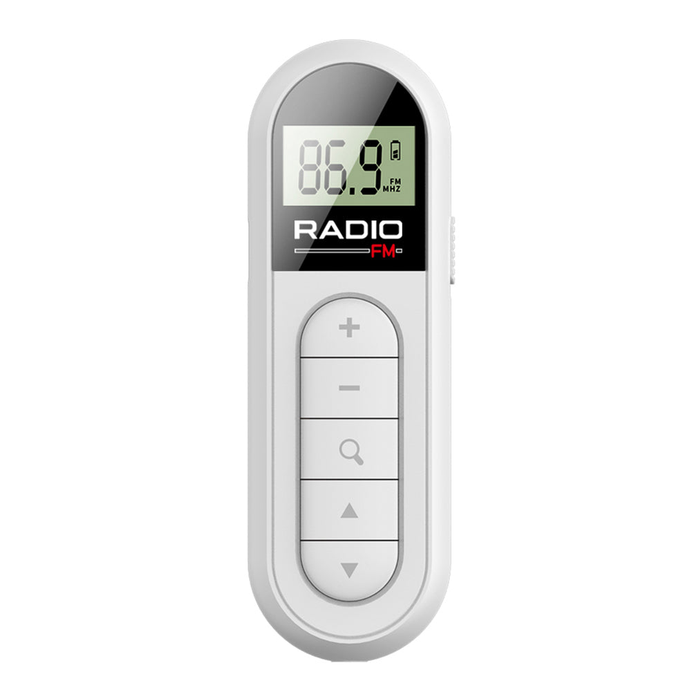 Mini FM Radio Backlight LCD Pocket Clip Radio with Headphones, Lightweight Personal Walkman for Walk, Run, Travel