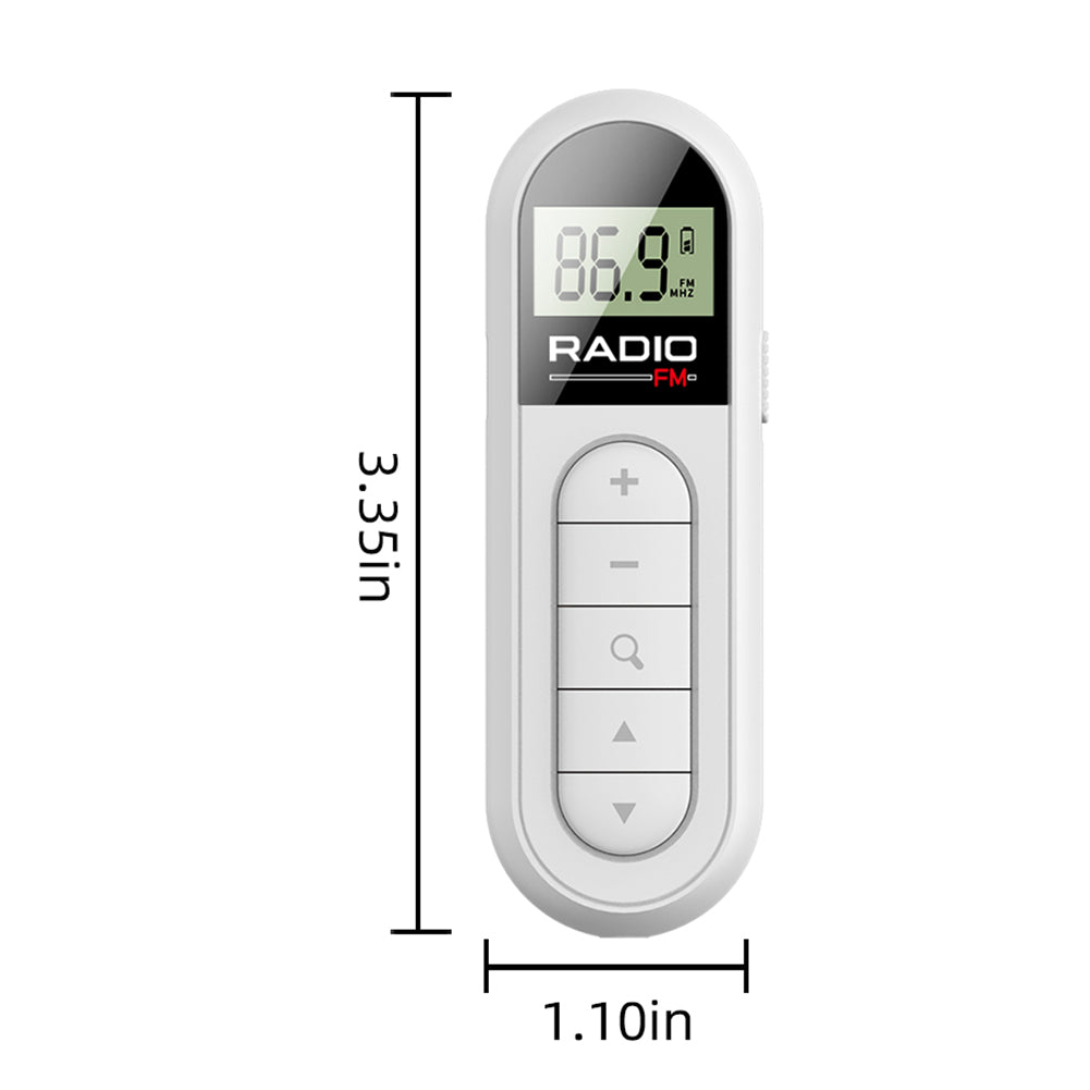 Mini FM Radio Backlight LCD Pocket Clip Radio with Headphones, Lightweight Personal Walkman for Walk, Run, Travel