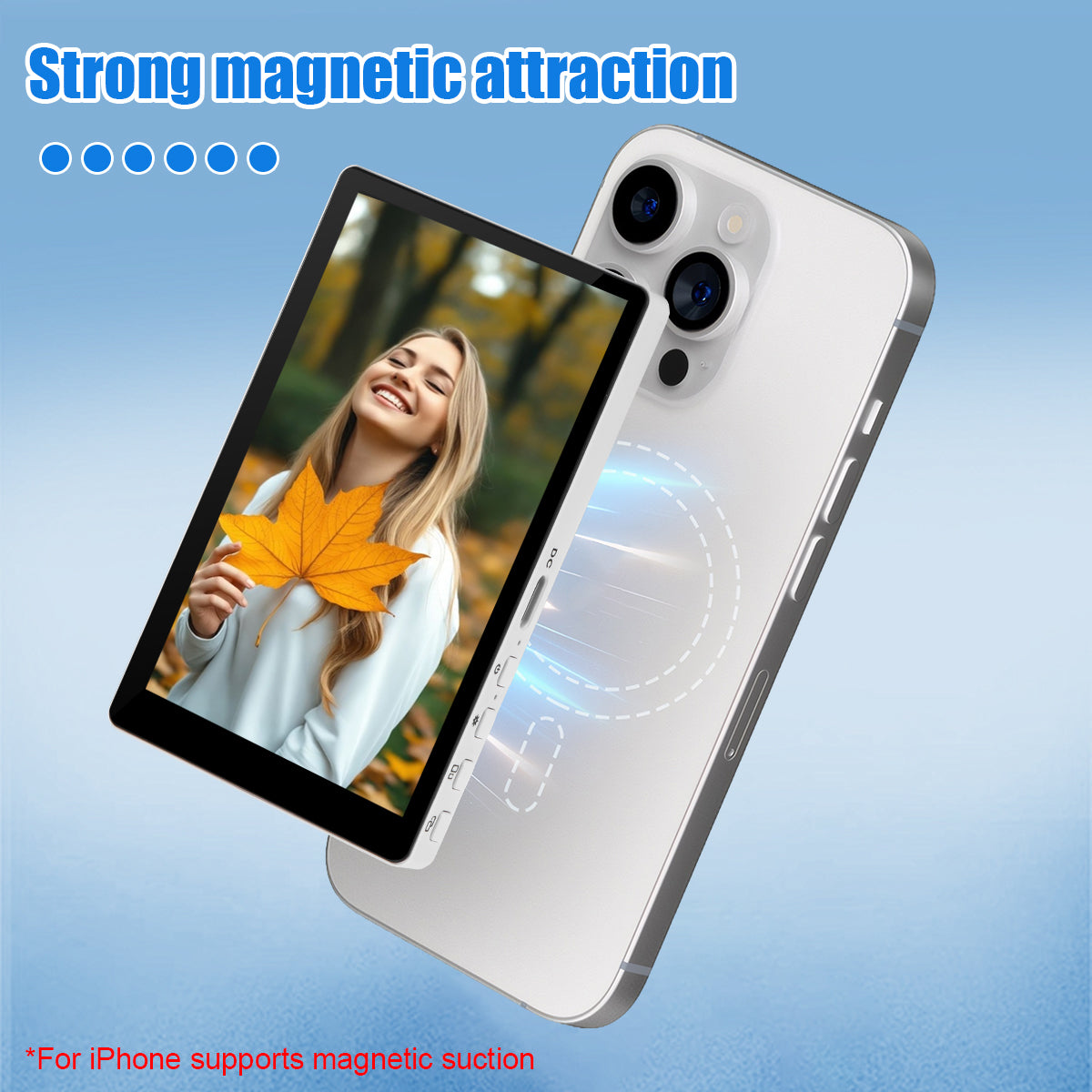 Wireless Magnetic Smartphone Monitor Screen, Vlog/Live Stream Video Recording Tool for iPhone & Android Devices