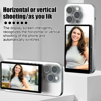Wireless Magnetic Smartphone Monitor Screen, Vlog/Live Stream Video Recording Tool for iPhone & Android Devices