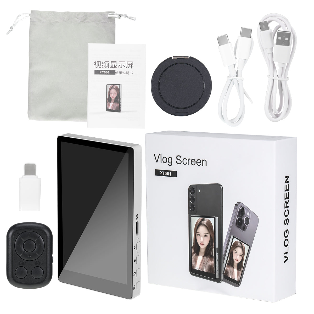 Wireless Magnetic Smartphone Monitor Screen, Vlog/Live Stream Video Recording Tool for iPhone & Android Devices