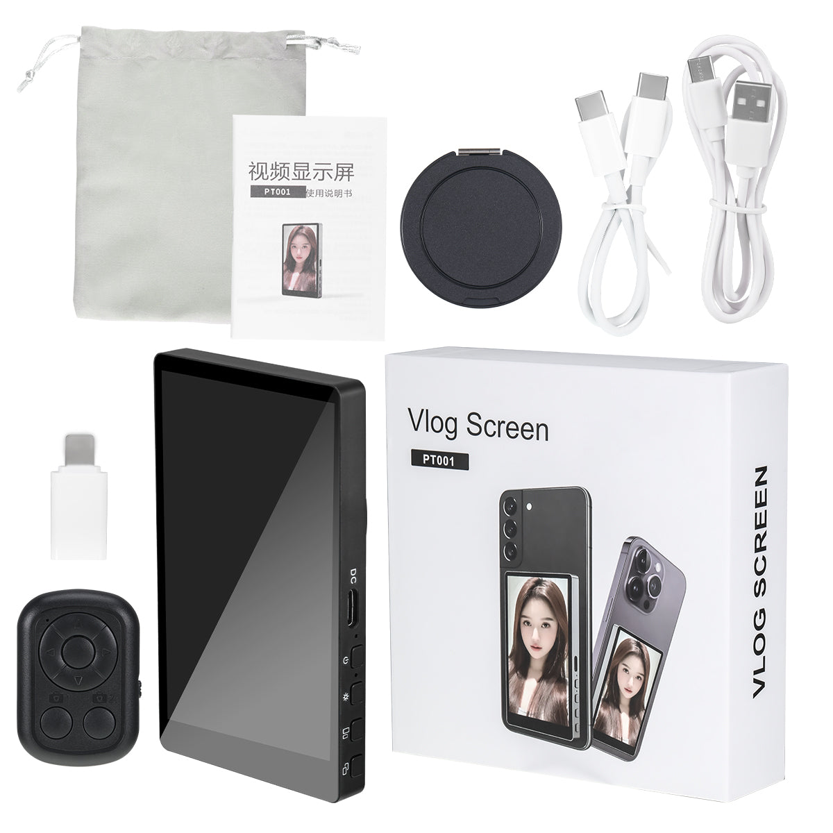 Wireless Magnetic Smartphone Monitor Screen, Vlog/Live Stream Video Recording Tool for iPhone & Android Devices