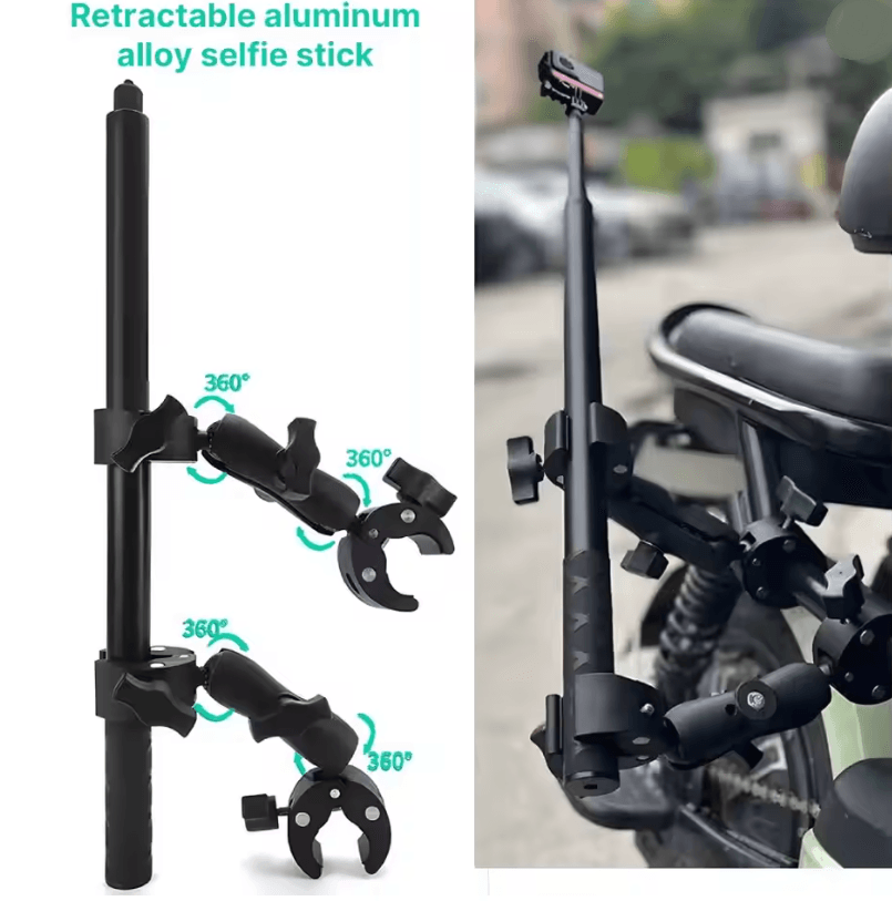 Double Head Camera Clamp Mount for GoPro and Insta360 Motorcycle and Bike Handlebar