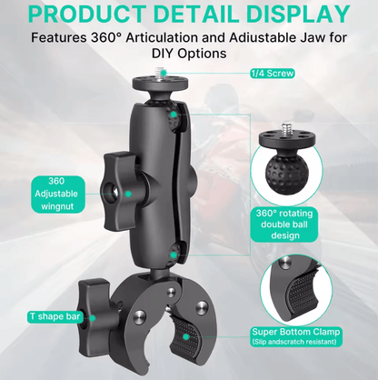 Double Head Camera Clamp Mount For GoPro And Insta360 Motorcycle And Bike Handlebar 2