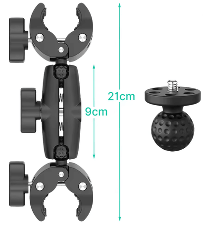 Double Head Camera Clamp Mount For GoPro And Insta360 Motorcycle And Bike Handlebar 4