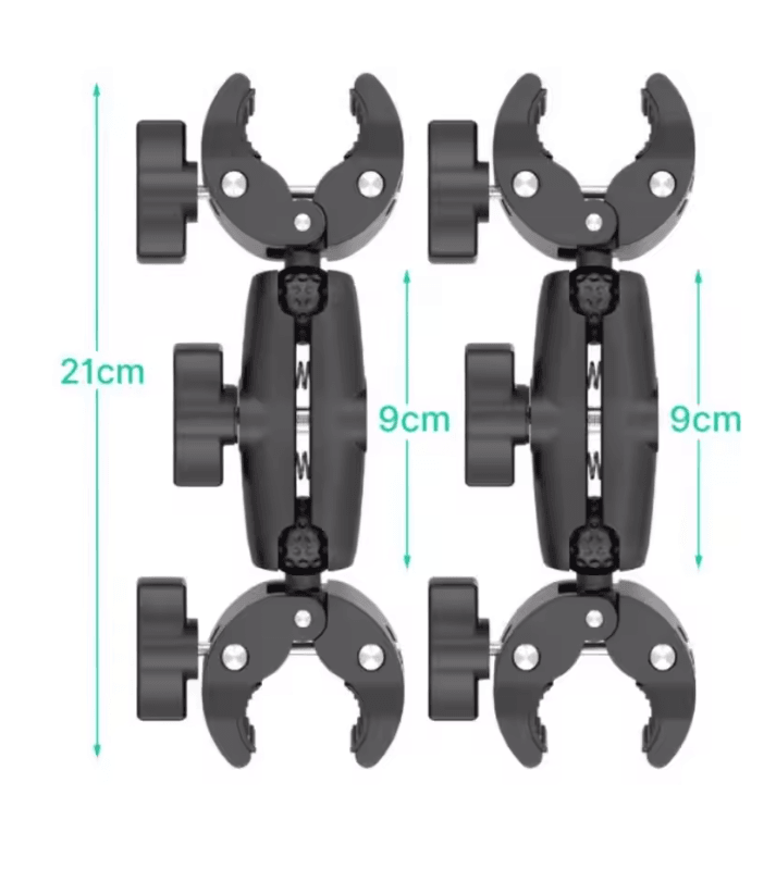 Double Head Camera Clamp Mount For GoPro And Insta360 Motorcycle And Bike Handlebar 7
