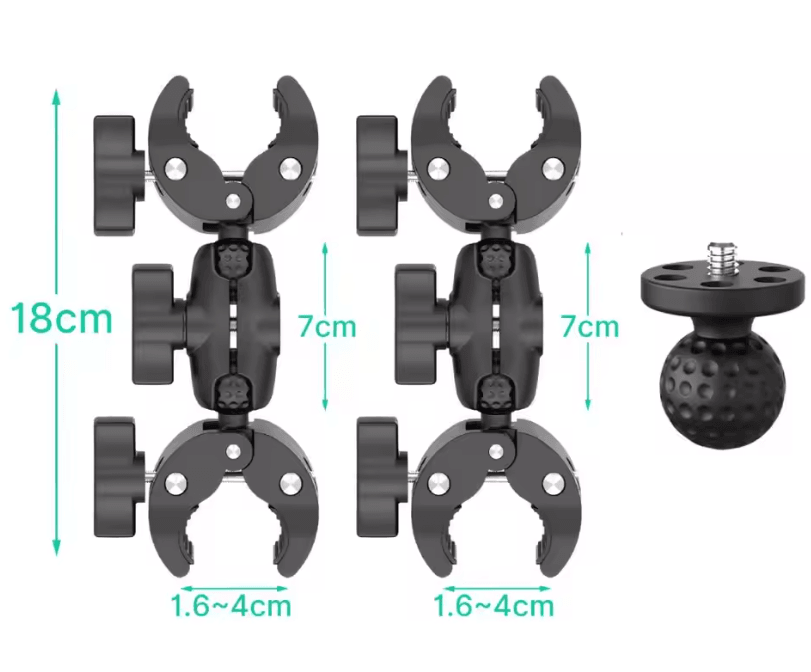Double Head Camera Clamp Mount For GoPro And Insta360 Motorcycle And Bike Handlebar 8