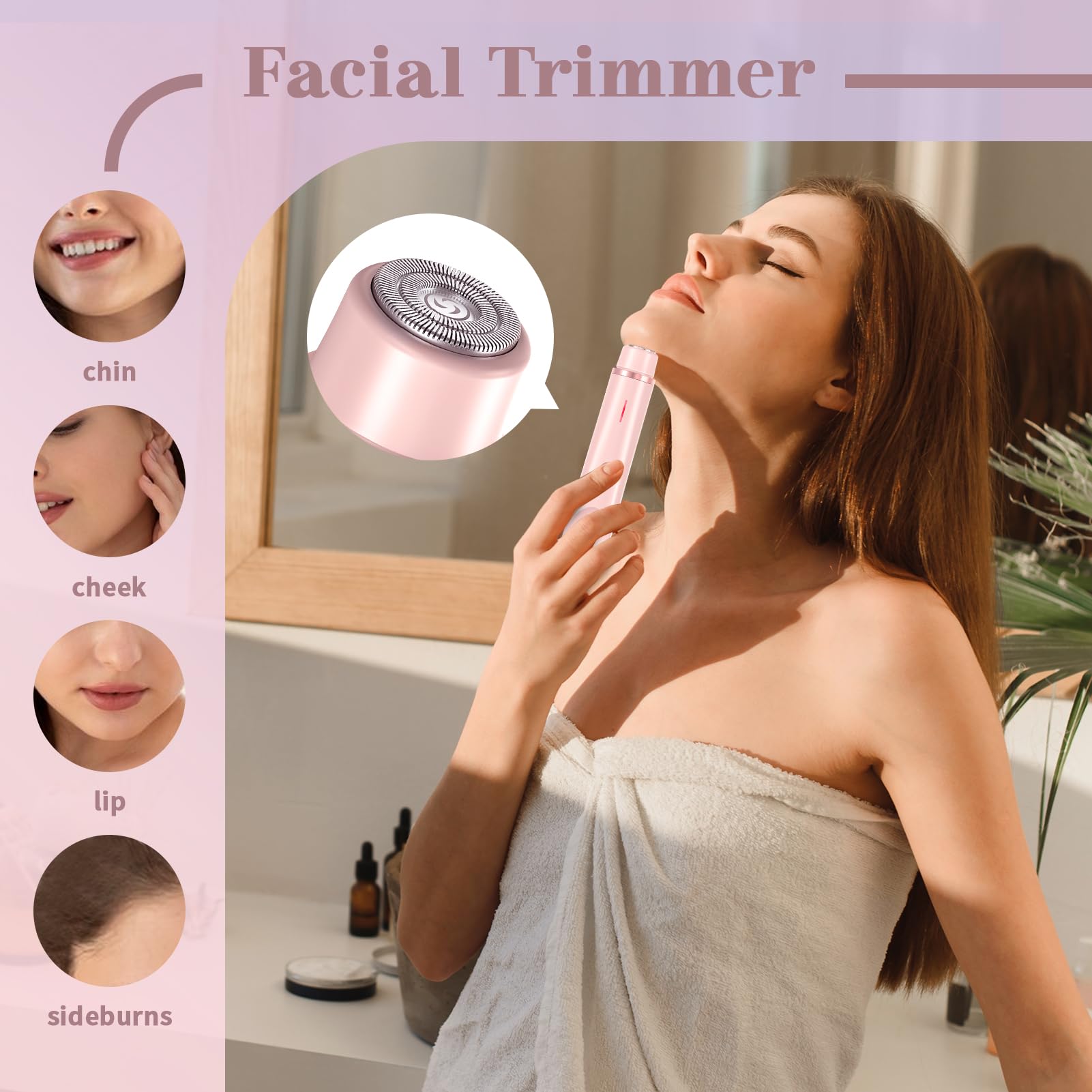 Electric Shaver for Women, Waterproof Dual Head Hair Razor & Bikini Trimmer for Wet & Dry Use, Facial and Body Grooming