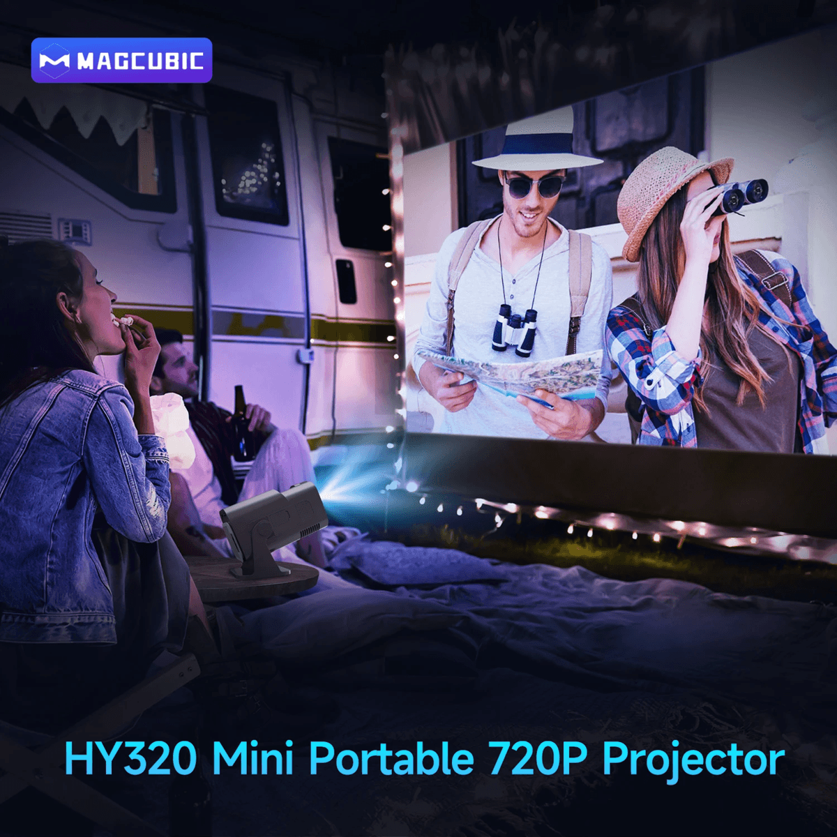 Magcubic HY320 Mini 4K Android Projector with WiFi 6 and Bluetooth for Home and Outdoor Use