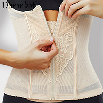 Women Tummy Control Shapewear, Dimmkof 9 Steel Bones Waist Trimmer with Double Buckle, Breathable Workout Girdle