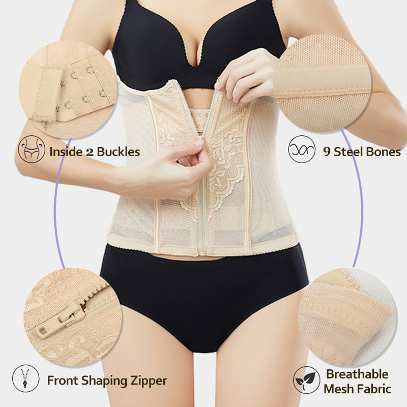 Women Tummy Control Shapewear, Dimmkof 9 Steel Bones Waist Trimmer with Double Buckle, Breathable Workout Girdle
