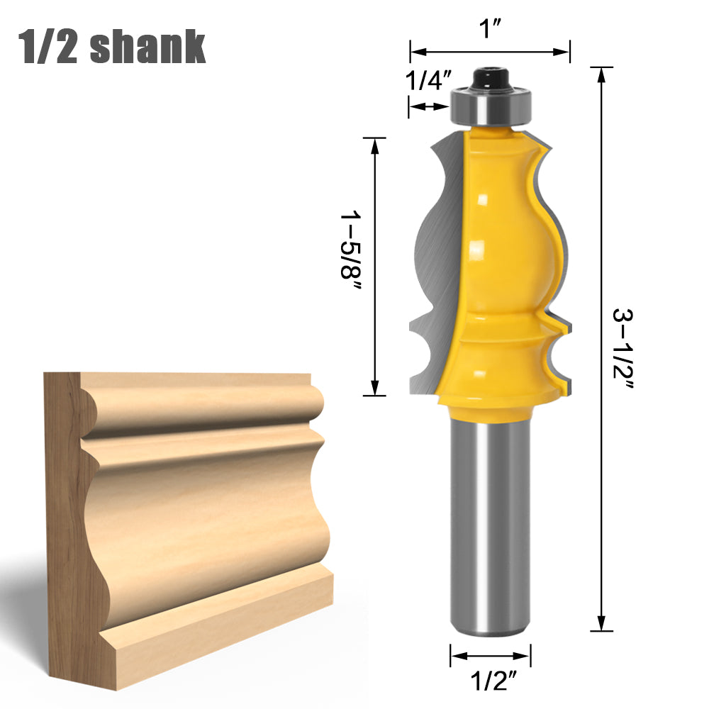 Molding Router Bit 1/2" Shank, Tenon Cutter, 8mm 12mm Shank for Woodworking, Architectural Router Bit for Wood Trim