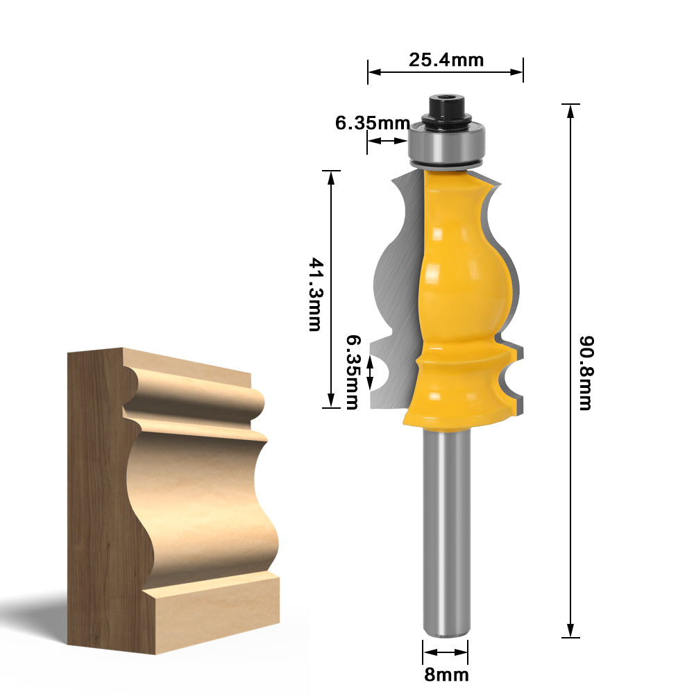Molding Router Bit 1/2" Shank, Tenon Cutter, 8mm 12mm Shank for Woodworking, Architectural Router Bit for Wood Trim
