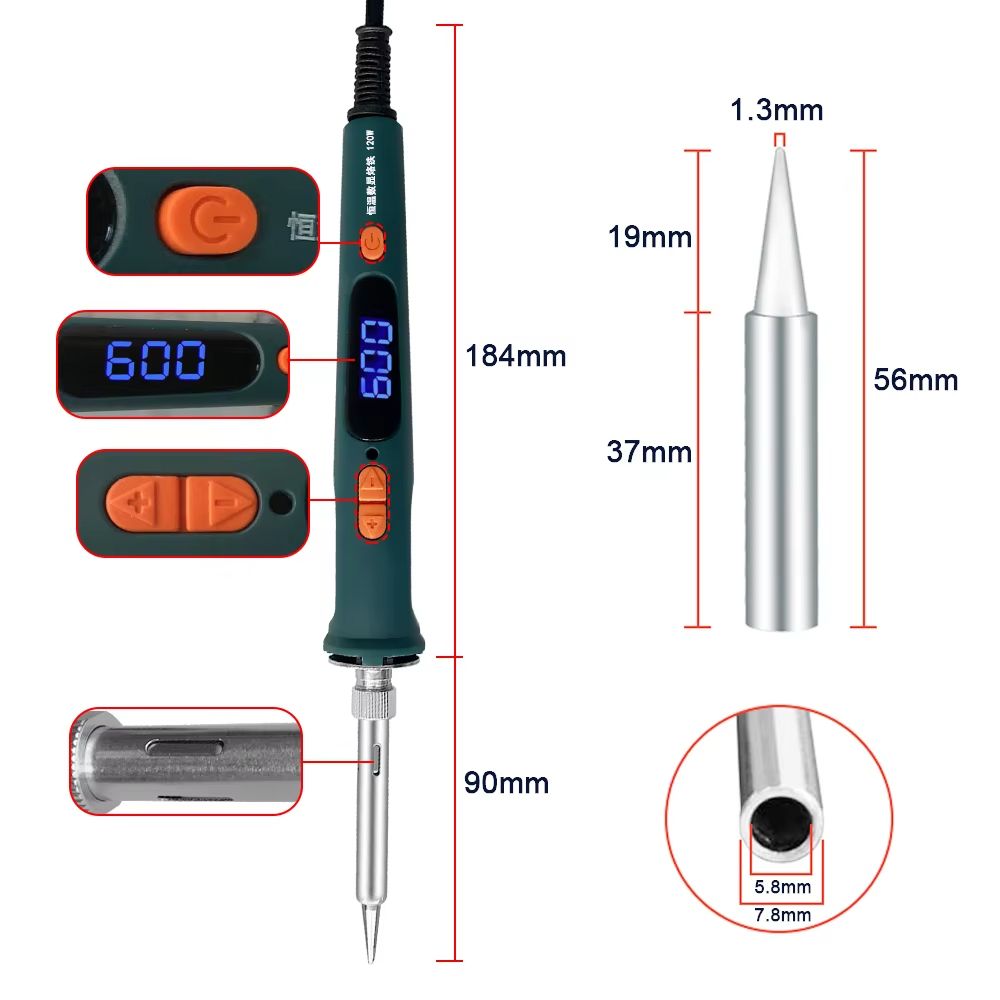 HighPrecision 120W Digital Soldering Iron Kit With Adjustable Temperature  Fast HeatUp 4