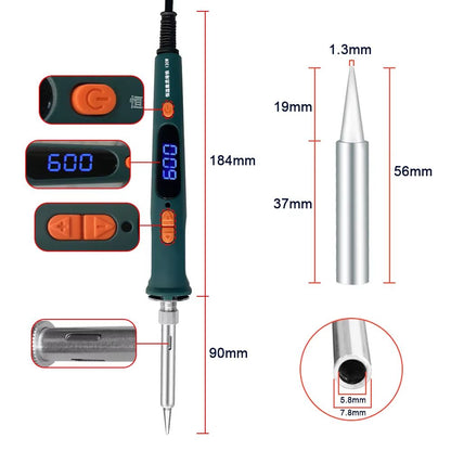 HighPrecision 120W Digital Soldering Iron Kit With Adjustable Temperature  Fast HeatUp 4