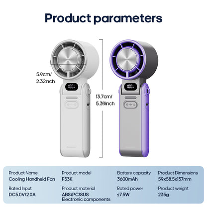 Mini Cooling Handheld Fan, Foldable Rechargeable Outdoor Portable Turbo Fan with 100-Speed Control for Travel, Office