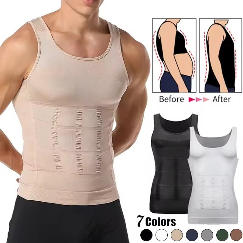 Mens Compression Shaper Tank Top for Abs and Tummy Control