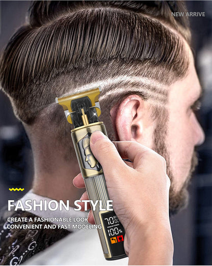 T9 Vintage Hair Clippers for Men, LED Electric Trimmer, Dragon Carved Beard Shaver & Hair Cutting Machine for Home
