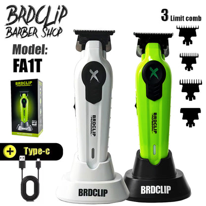 FA1T Green Hair Trimmer, Pro Electric Barber Clipper for Fading, Carving & Detailing with Charging Dock Included