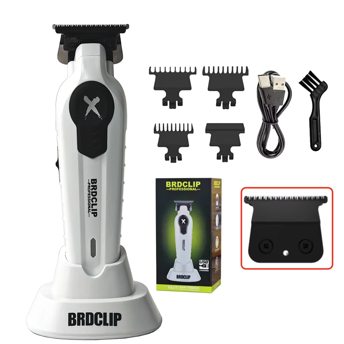 FA1T Green Hair Trimmer Pro Electric Barber Clipper For Fading Carving  Detailing With Charging Doc 7
