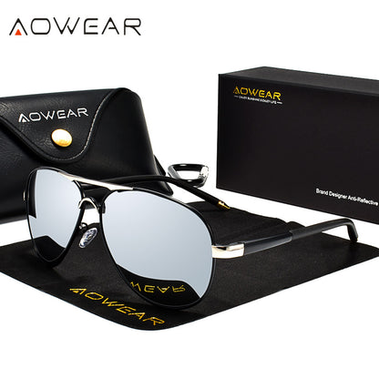 Mens Aviation Sunglasses Men Polarized Mirror Lens HD Driving Pilot Sun Glasses For Man 4