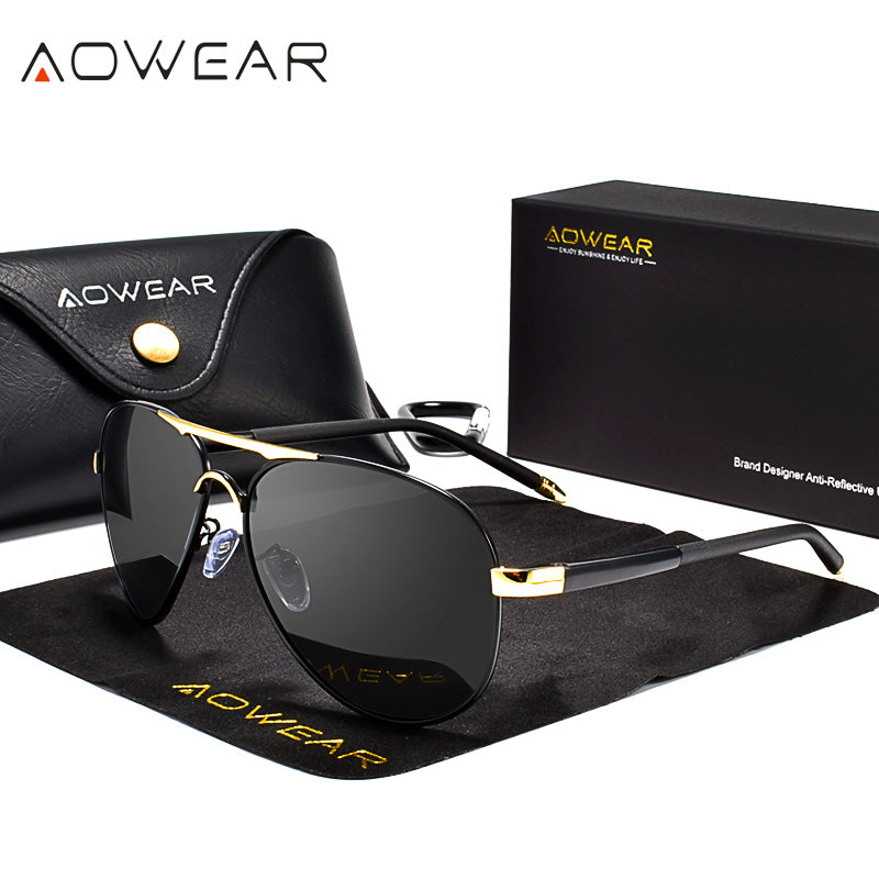 Mens Aviation Sunglasses Men Polarized Mirror Lens HD Driving Pilot Sun Glasses For Man 9