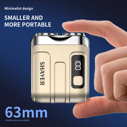 Mini Rotary Electric Razor for Men, Travel Beard Shaver with Magnetic Blade Head, Dual Floating Design & Type-C Recharge
