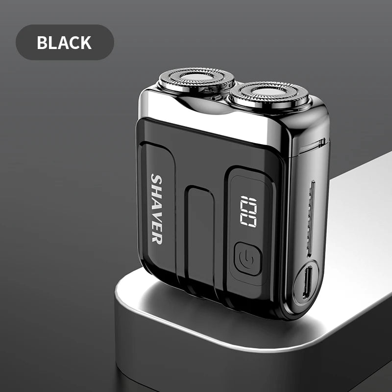 Mini Rotary Electric Razor for Men, Travel Beard Shaver with Magnetic Blade Head, Dual Floating Design & Type-C Recharge