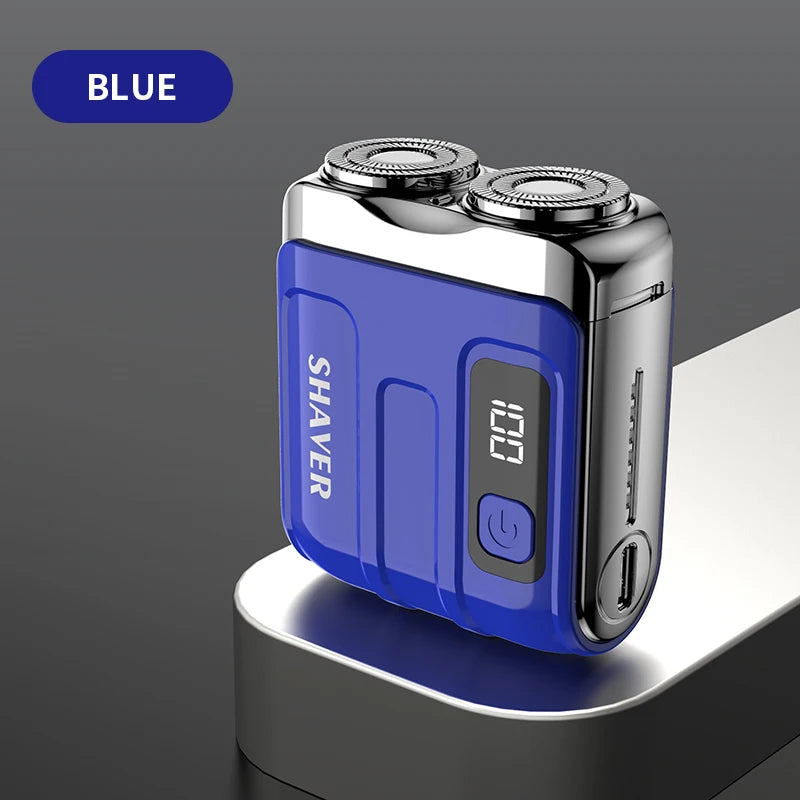 Mini Rotary Electric Razor for Men, Travel Beard Shaver with Magnetic Blade Head, Dual Floating Design & Type-C Recharge