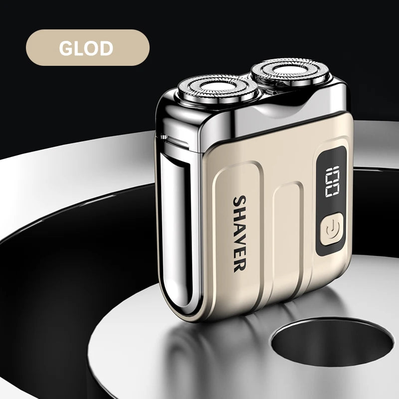 Mini Rotary Electric Razor for Men, Travel Beard Shaver with Magnetic Blade Head, Dual Floating Design & Type-C Recharge