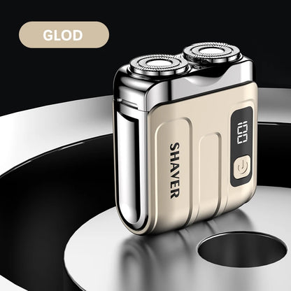 Mini Rotary Electric Razor for Men, Travel Beard Shaver with Magnetic Blade Head, Dual Floating Design & Type-C Recharge