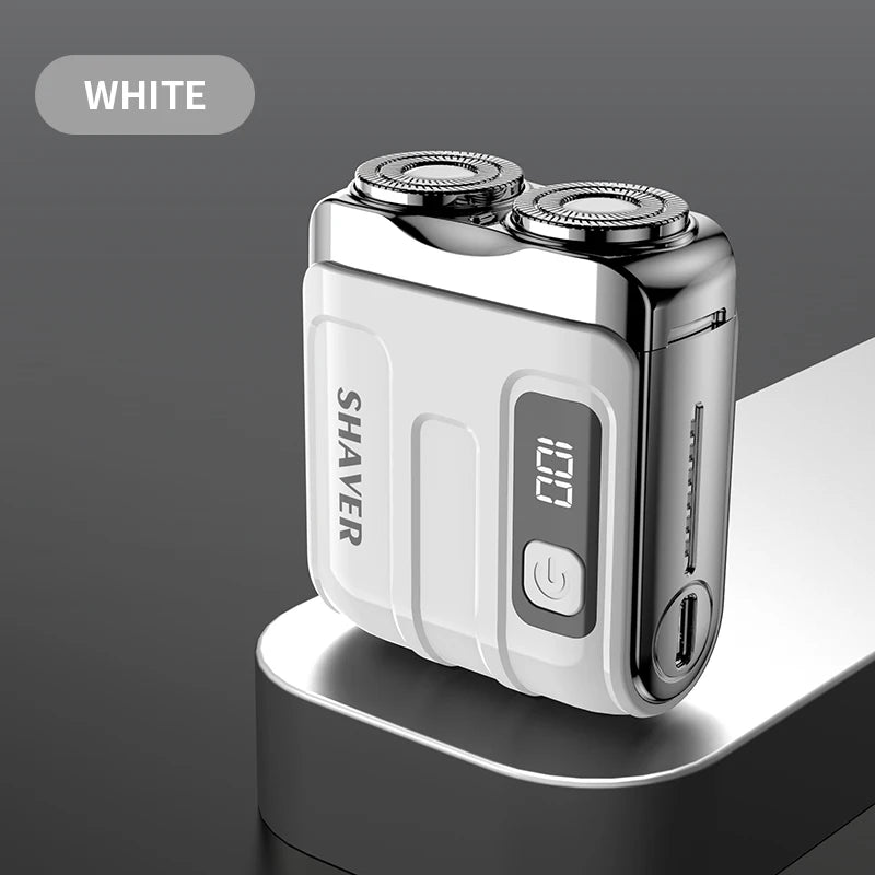 Mini Rotary Electric Razor for Men, Travel Beard Shaver with Magnetic Blade Head, Dual Floating Design & Type-C Recharge