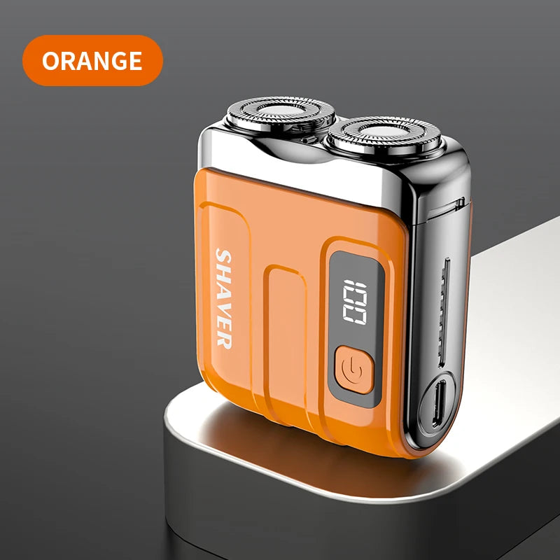 Mini Rotary Electric Razor for Men, Travel Beard Shaver with Magnetic Blade Head, Dual Floating Design & Type-C Recharge