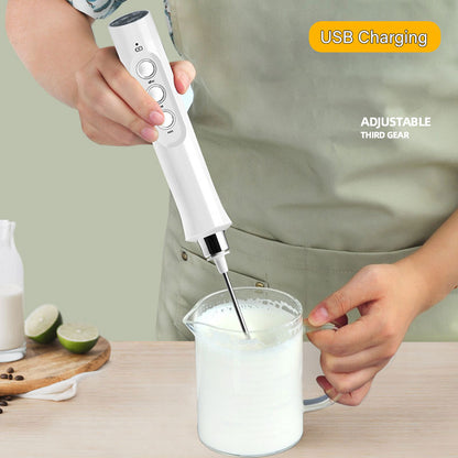 Rechargeable Handheld Electric Milk Frother & Foam Maker, High-Speed Drink Mixer and Coffee Frothing Wand for Latte